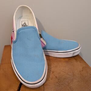 Vans Asher Sneaker SlipOn Slide Pink Blue Red Color Block Bold Retro - Size 8.5